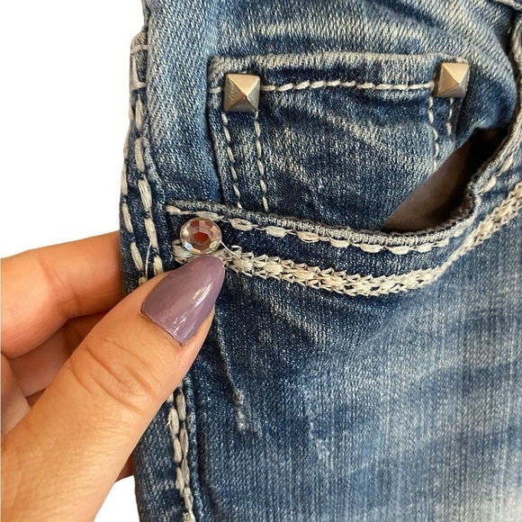 Day trip Leo  vintage Y2K distressed embroidered stitch jeans - Picture 5 of 14